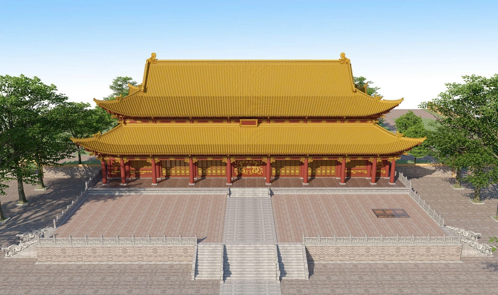 Hình ảnh phục dựng Điện Kính Thiên - Hoàng Thành Thăng Long (Khởi công ngày 29-09-2026)
